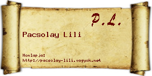 Pacsolay Lili névjegykártya